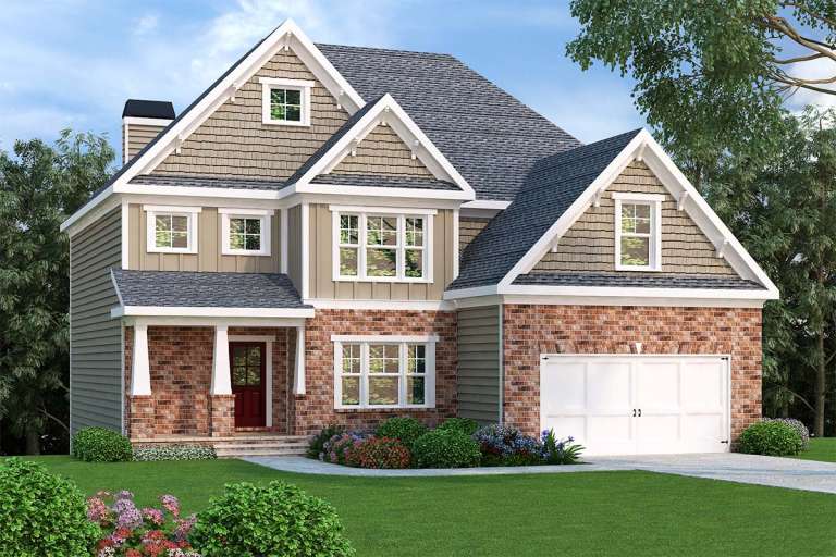 Craftsman House Plan #009-00099 Elevation Photo
