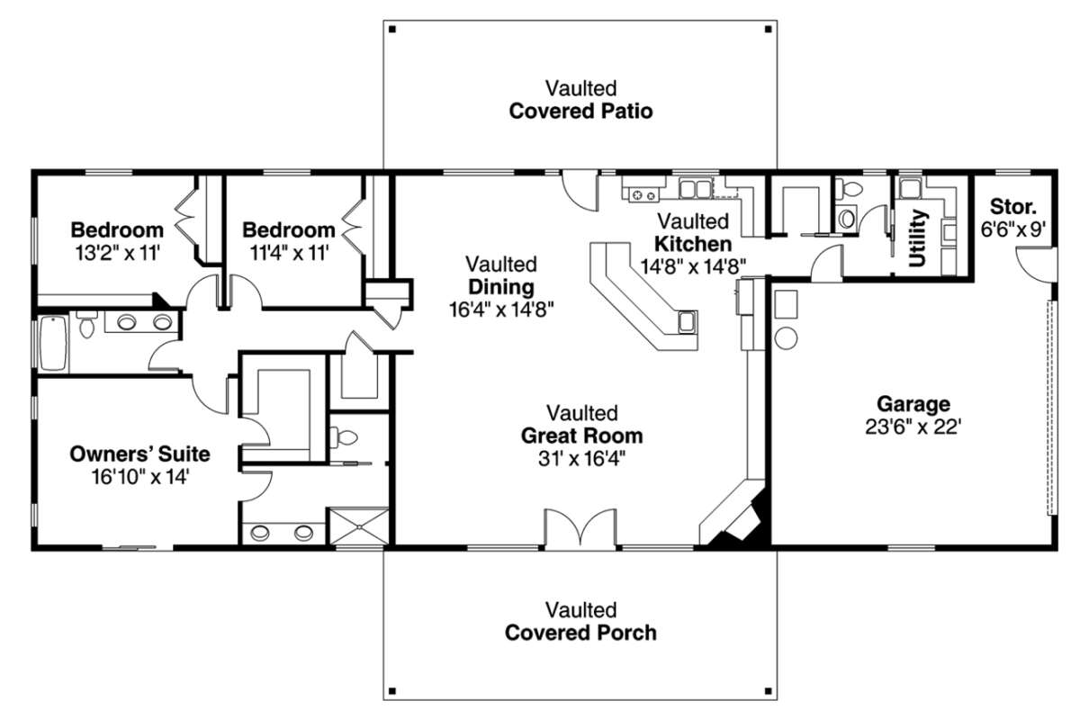 Floorplan 1 for House Plan #035-00349