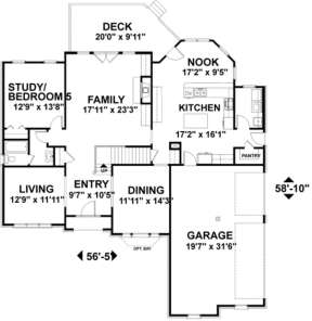 First Floor for House Plan #036-00158