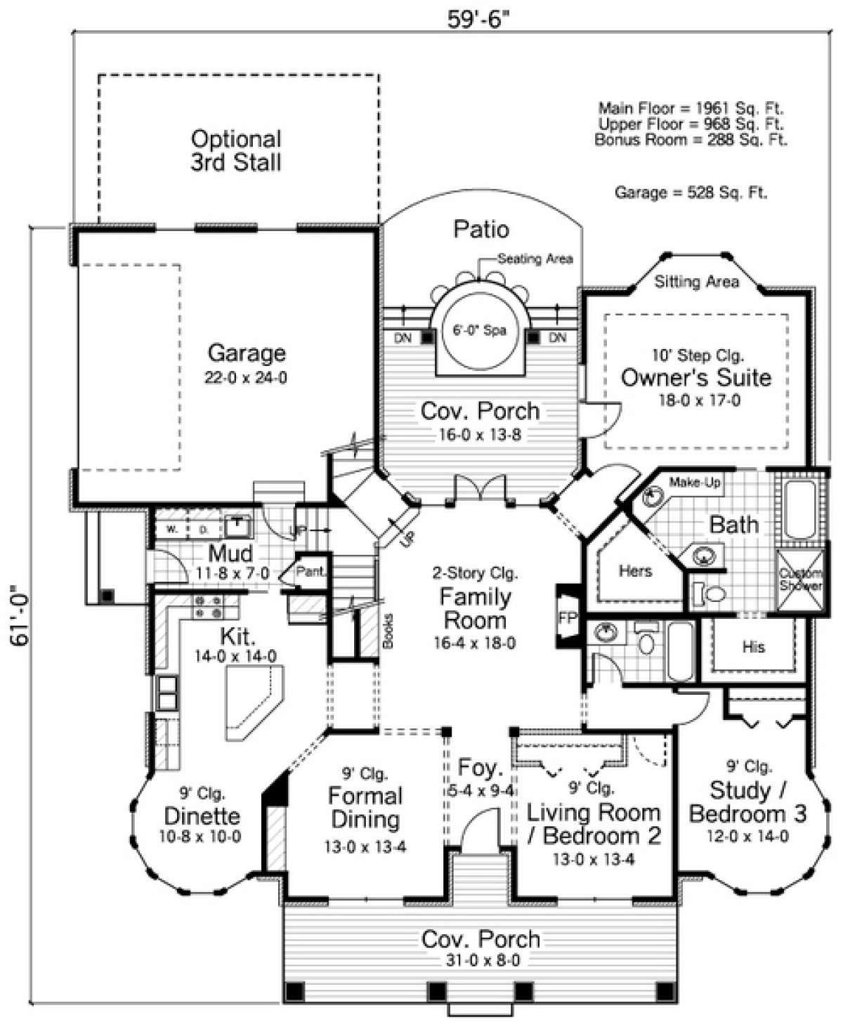 Main Floor for House Plan #098-00168