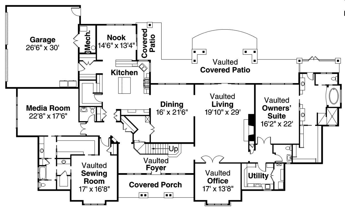 Floorplan 1 for House Plan #035-00455
