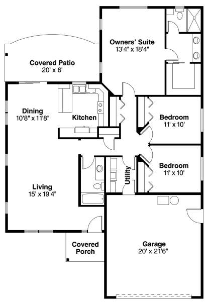Floorplan 1 for House Plan #035-00457