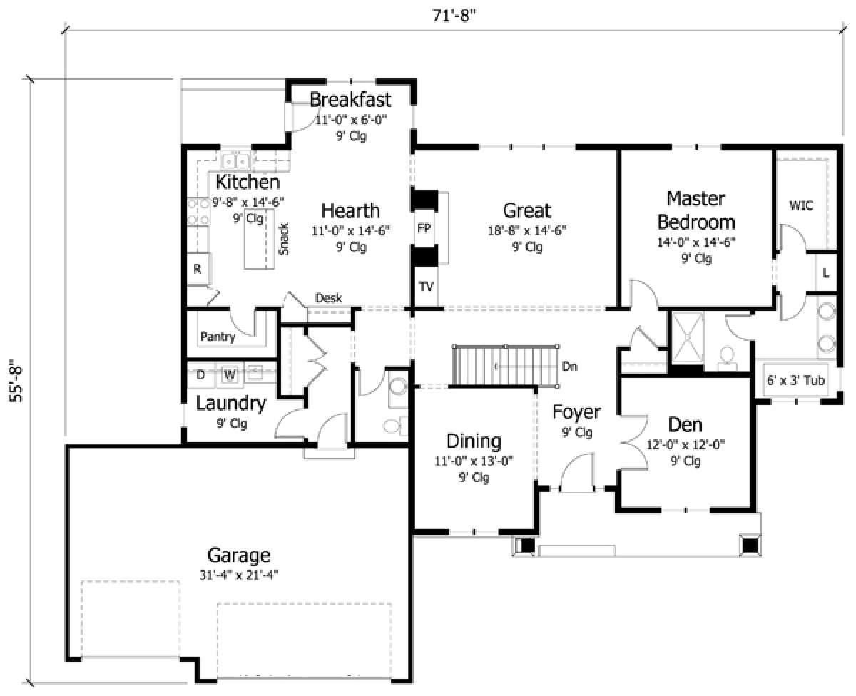 Main Floor for House Plan #098-00226