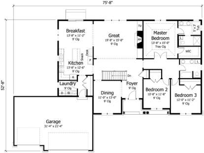 Main Floor for House Plan #098-00228
