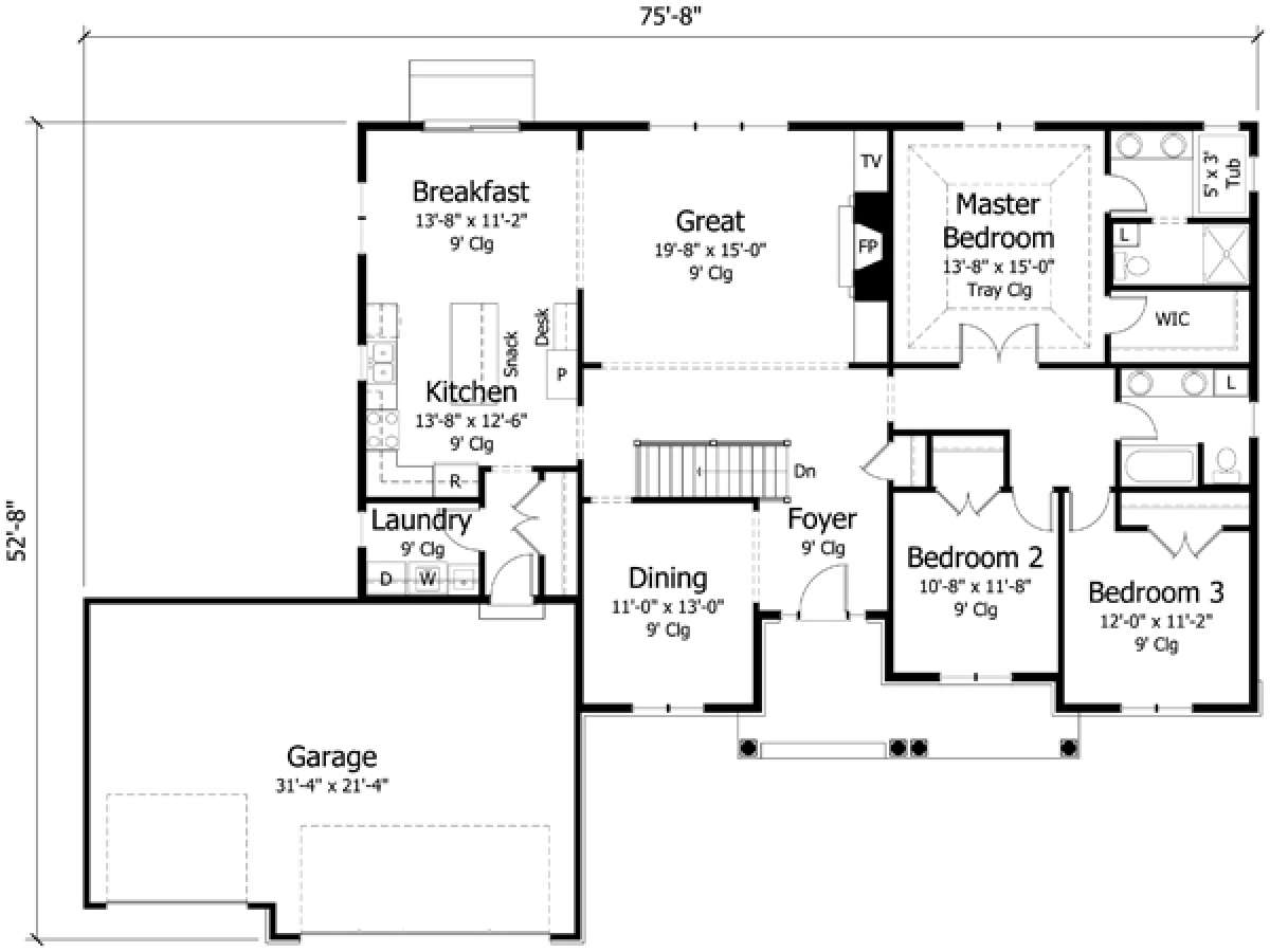 Main Floor for House Plan #098-00230