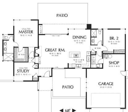 Floorplan 1 for House Plan #2559-00004