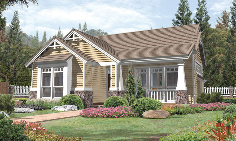 Narrow Lot House Plan #2559-00045 Elevation Photo