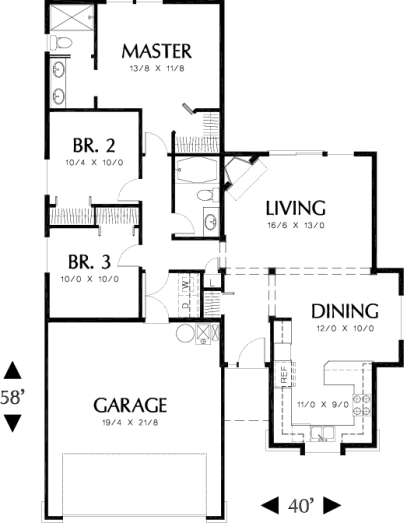 Floorplan 1 for House Plan #2559-00050