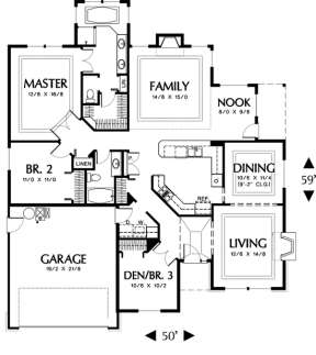 Floorplan 1 for House Plan #2559-00059