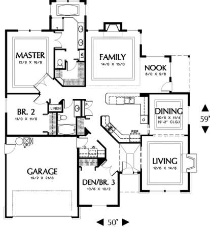 Floorplan 1 for House Plan #2559-00059