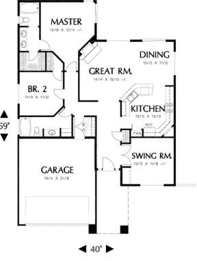 Floorplan 1 for House Plan #2559-00063