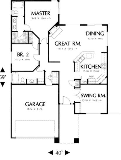 Floorplan1 for House Plan #2559-00063