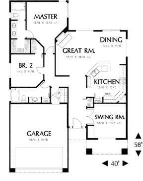 Floorplan 1 for House Plan #2559-00064