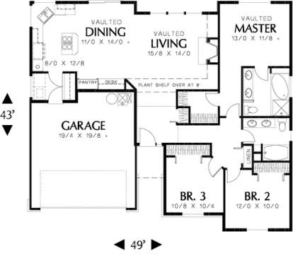 Floorplan 1 for House Plan #2559-00068