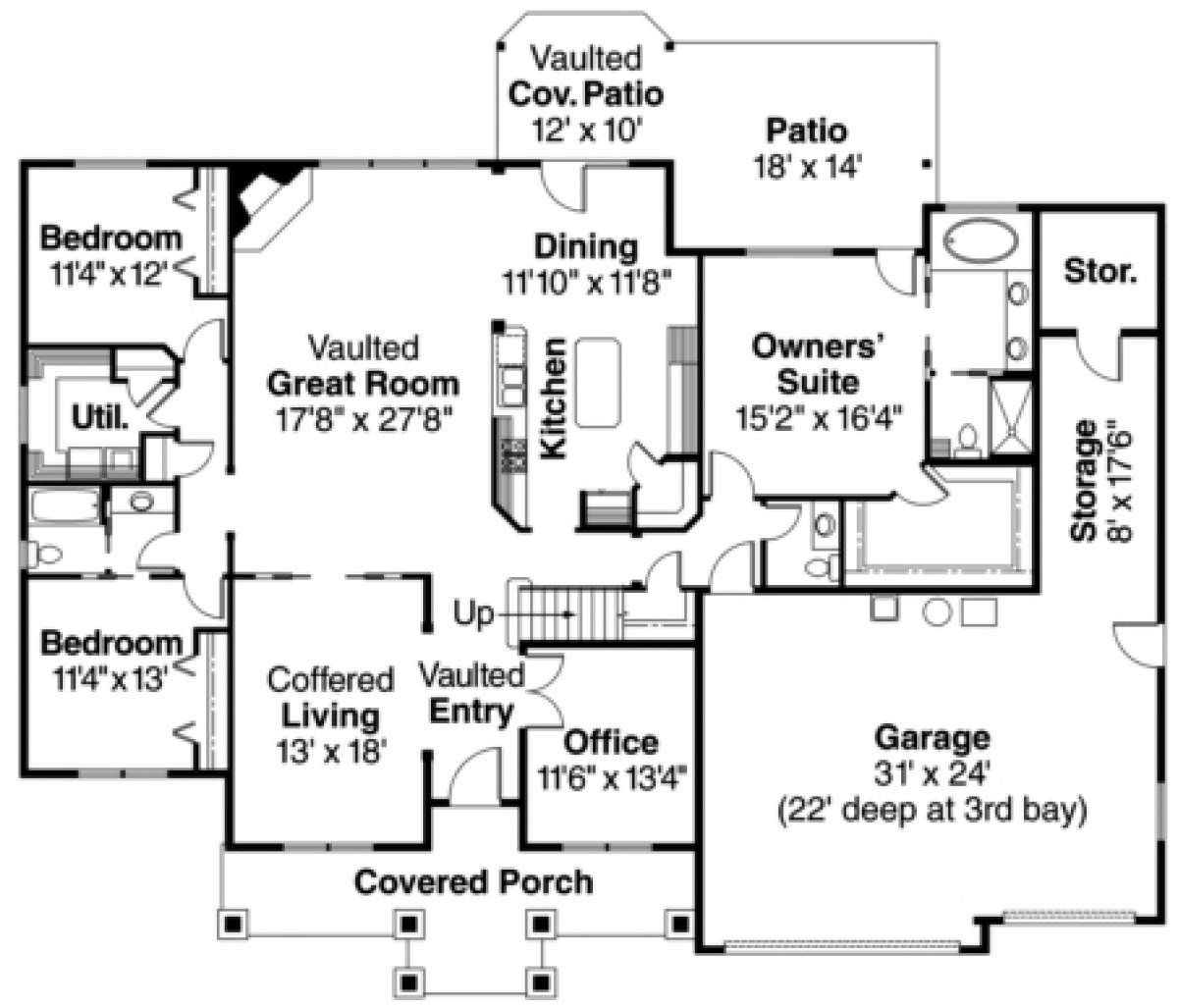 Floorplan 1 for House Plan #035-00355