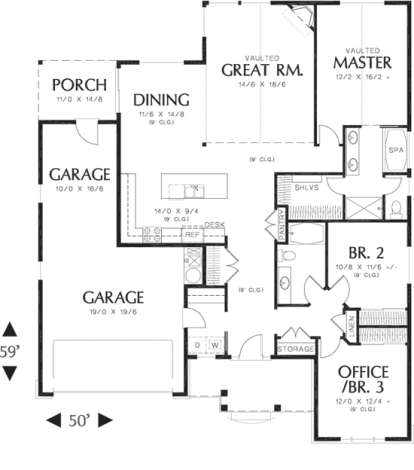 Floorplan1 for House Plan #2559-00093