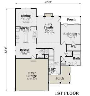 Craftsman Plan: 2,510 Square Feet, 4 Bedrooms, 3 Bathrooms - 009-00101