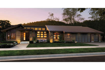 Mid Century Modern House Plan #2559-00171 Elevation Photo