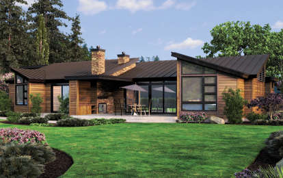 Mid Century Modern House Plan #2559-00171 Elevation Photo