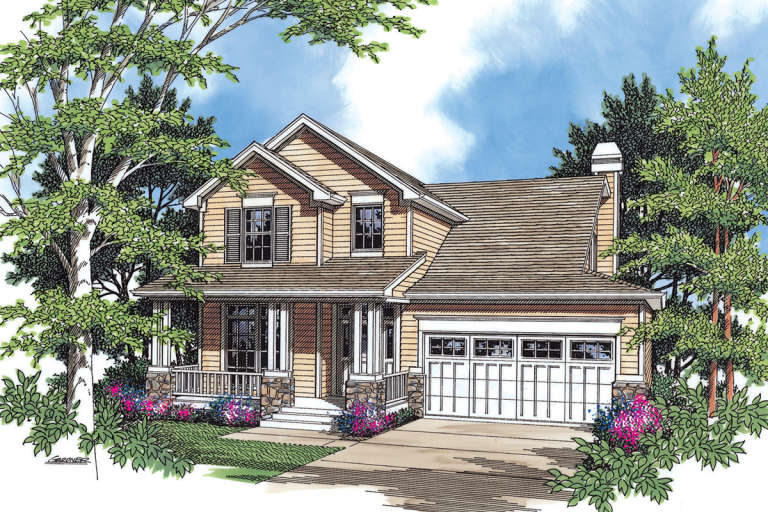 Narrow Lot House Plan #2559-00240 Elevation Photo
