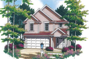 Narrow Lot House Plan #2559-00260 Elevation Photo