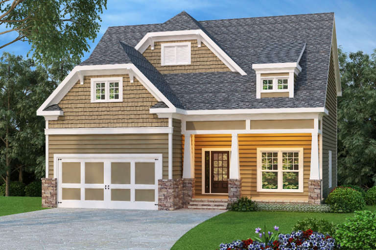 Narrow Lot House Plan #009-00103 Elevation Photo