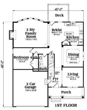 Main Floor for House Plan #009-00103