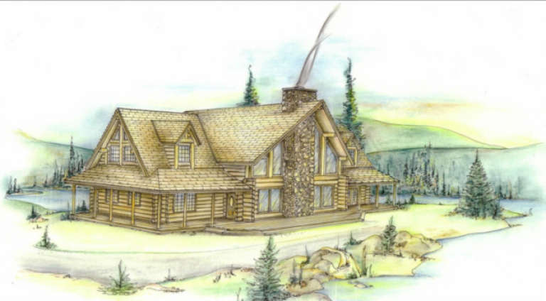 Log House Plan #039-00001 Elevation Photo