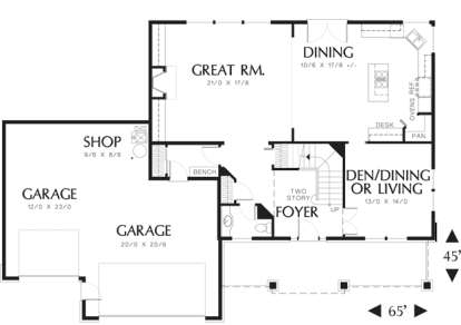 Floorplan 1 for House Plan #2559-00340