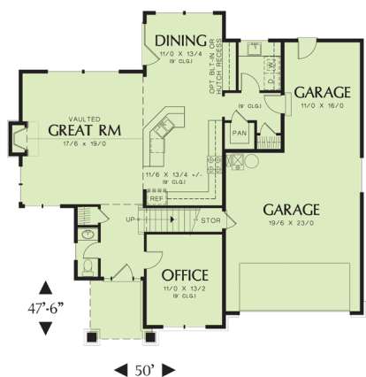Floorplan 1 for House Plan #2559-00366