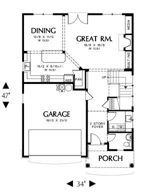 Floorplan 1 for House Plan #2559-00399