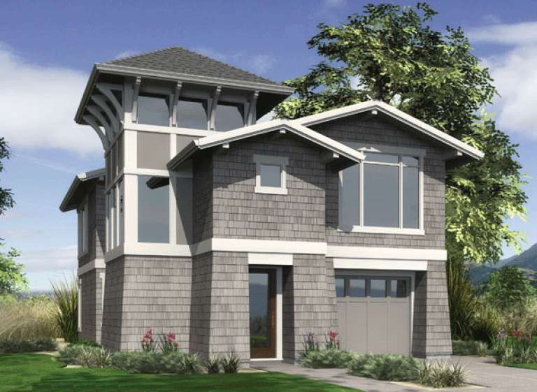 Narrow Lot House Plan #2559-00402 Elevation Photo