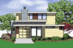 Mid Century Modern House Plan #2559-00408 Elevation Photo