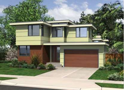 Mid Century Modern House Plan #2559-00415 Elevation Photo