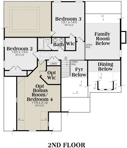 Second Floor for House Plan #009-00104