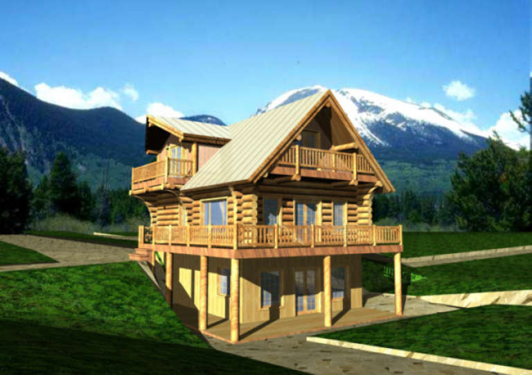 Log House Plan #039-00007 Elevation Photo