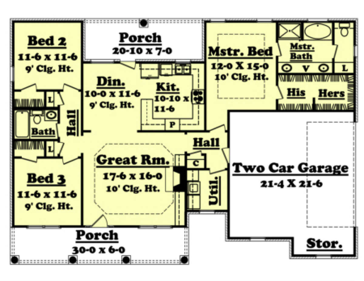 Country Plan 1 500 Square Feet 3 Bedrooms 2 Bathrooms 041 00007