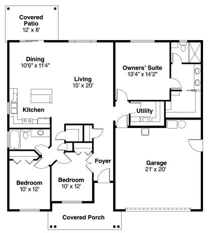 Floorplan 1 for House Plan #035-00463