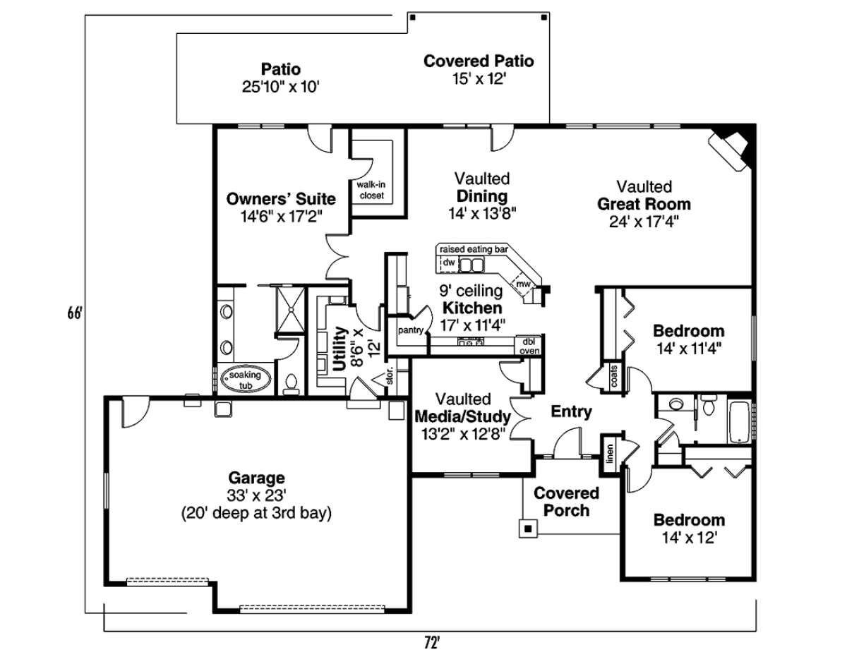 Floorplan 1 for House Plan #035-00464