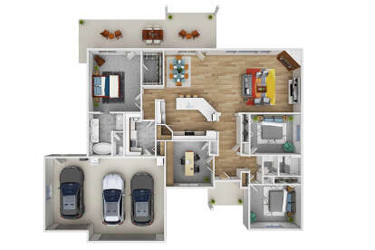 Overhead First Floor for House Plan #035-00464