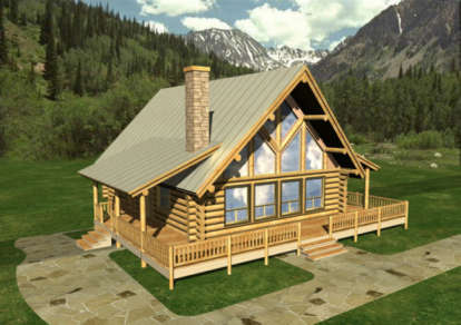 Log House Plan #039-00010 Elevation Photo
