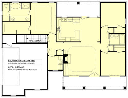 Main Floor w/ Basement Stairs Location for House Plan #041-00009