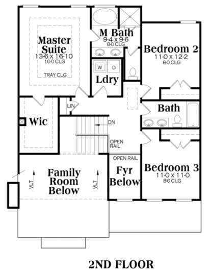 Second Floor for House Plan #009-00105