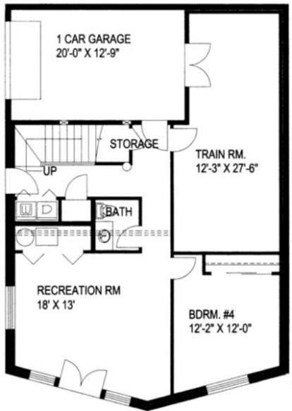 Basement/Garage Floor for House Plan #039-00014
