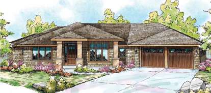 Prairie House Plan #035-00474 Elevation Photo