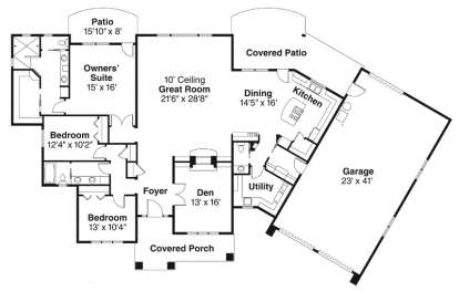 Floorplan 1 for House Plan #035-00474