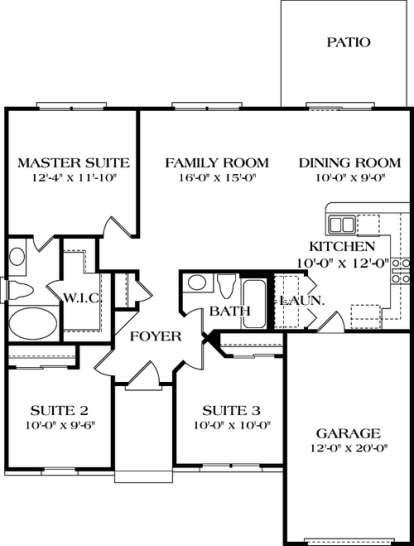Floorplan 1 for House Plan #3323-00003