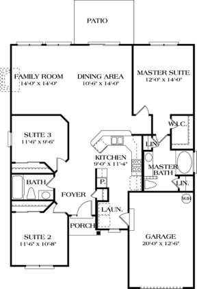 Floorplan 1 for House Plan #3323-00012