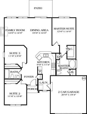 Floorplan 1 for House Plan #3323-00013