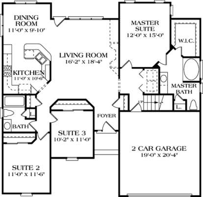 Floorplan 1 for House Plan #3323-00020